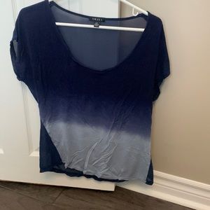 Multi-tone blue loose fitting crop t-shirt
